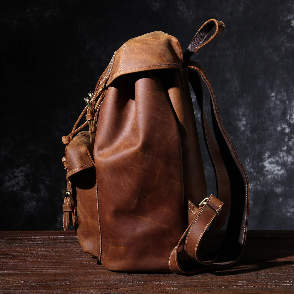 Leder Knapsack Rucksack 19L Kalvenor – Vintage Rucksack Aus Leder
