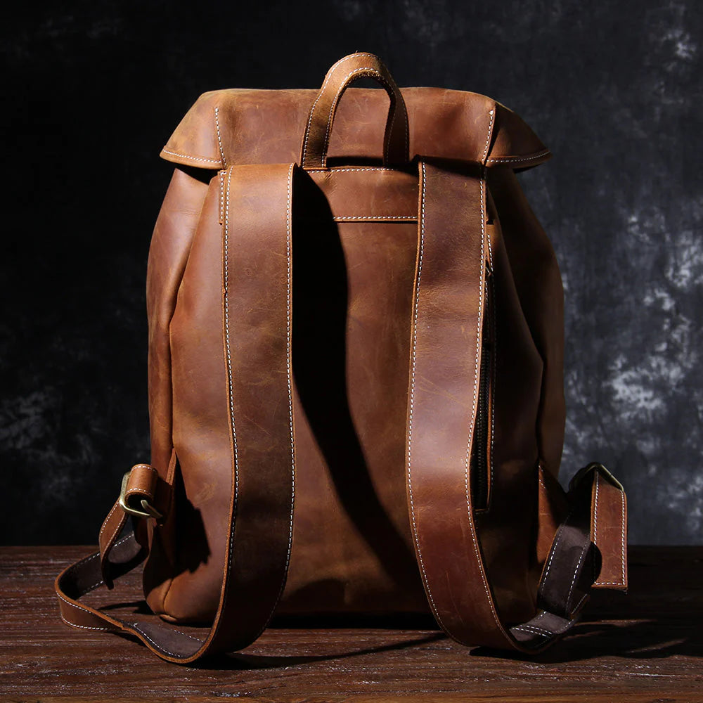 Leder Knapsack Rucksack 19L Kalvenor – Vintage Rucksack Aus Leder